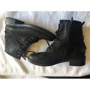 Josef Seibel Selen Shoes Women 36 Booties Black Leather Lace Up Casual Mid Boots